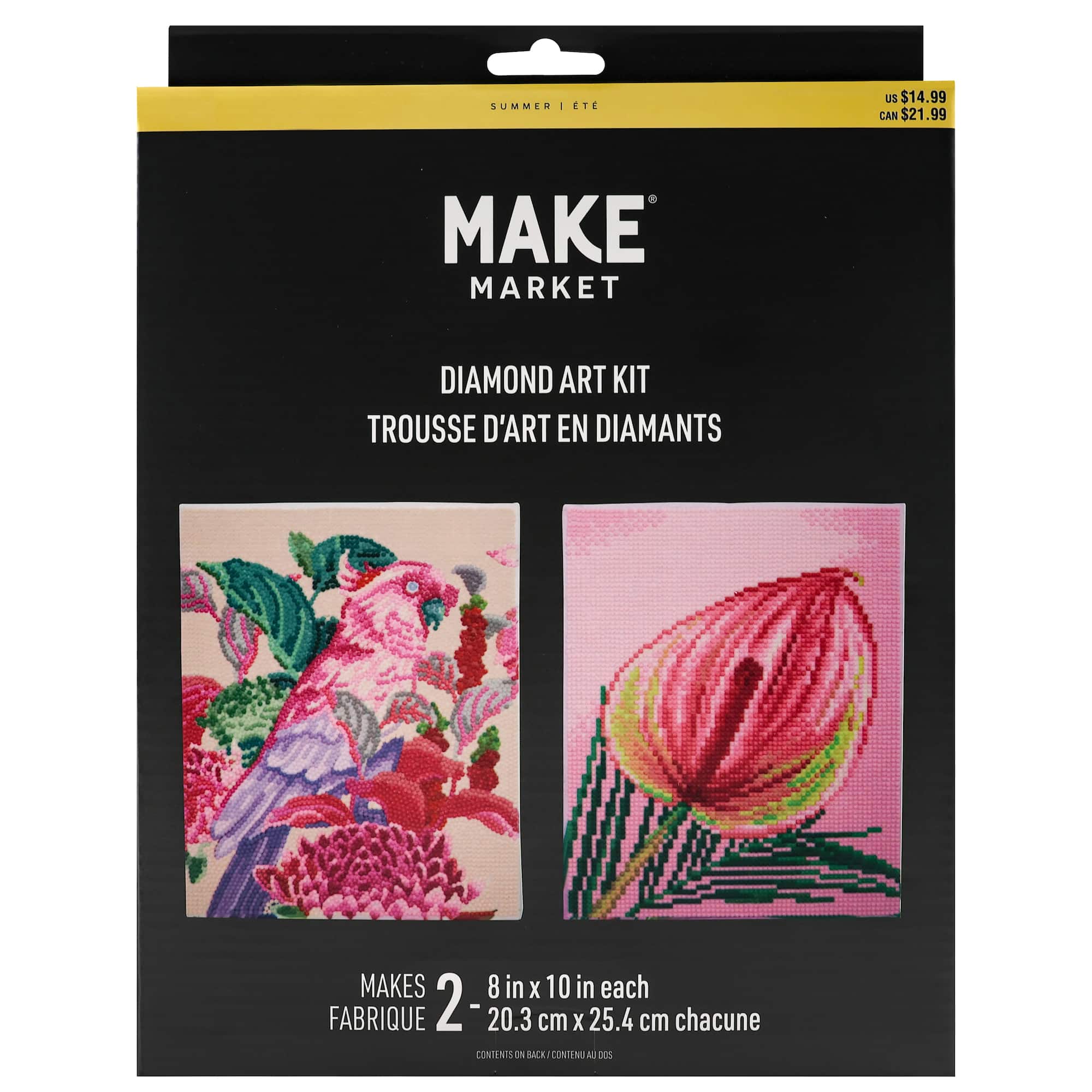 8" x 10" Pink Parrot Diamond Art Kit by Make Market®